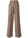 Bouguessa Printed Tweed Straight-leg Wool-blend Pants In Brown
