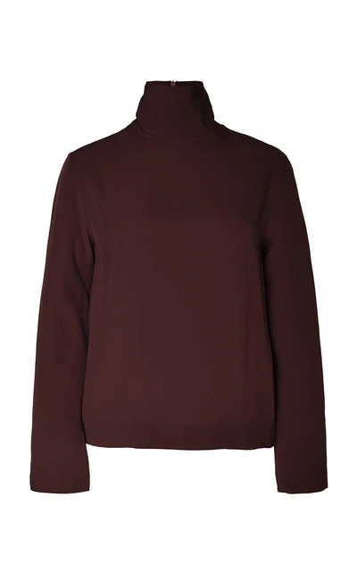 Bouguessa Crepe Turtleneck Top In Red