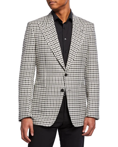 Tom Ford Men's Shelton Check Peak-lapel Two-button Jacket In Gray Pattern