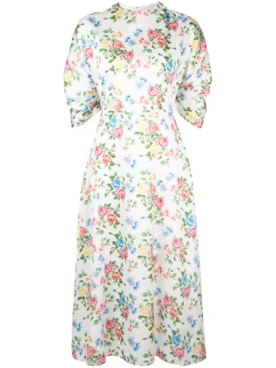 Emilia Wickstead Floral Print Dress In 841 Soft Roses