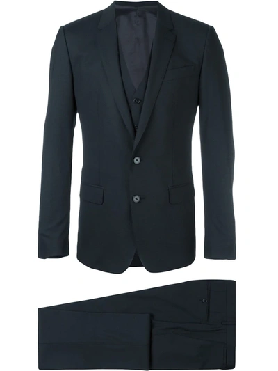 Dolce & Gabbana Three Piece Suit In Blue