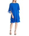Ralph Lauren Lauren  Ruffled Georgette Dress In Portuguese Blue