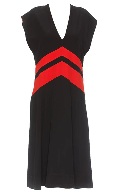 Givenchy V-neck Dress In Black/red
