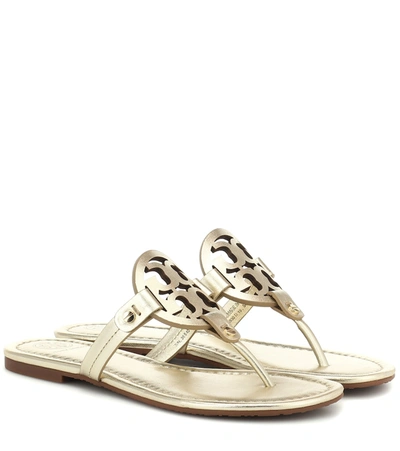 Tory Burch Miller Metallic Leather Sandals In Spark Gold