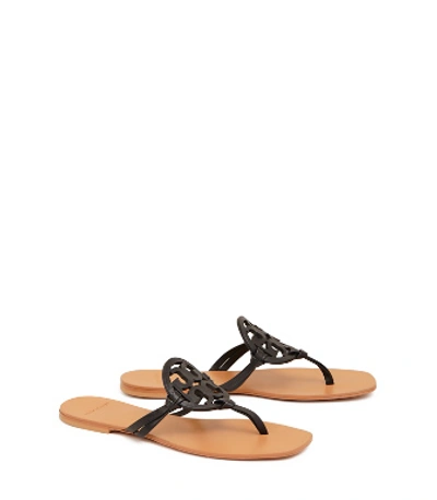 Tory Burch Miller Square-toe Sandals, Leather In Perfect Black