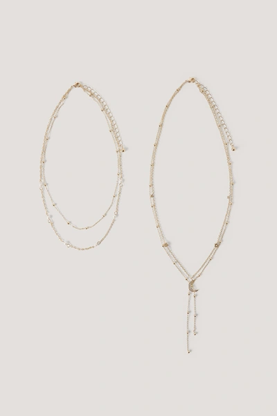Na-kd Multi Pearl Moon Drop Necklaces - Gold