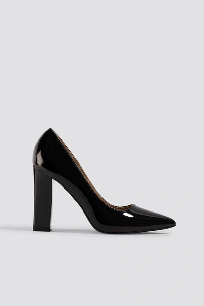 Raid Zia Block Heel Court Pumps Black In Black Patent