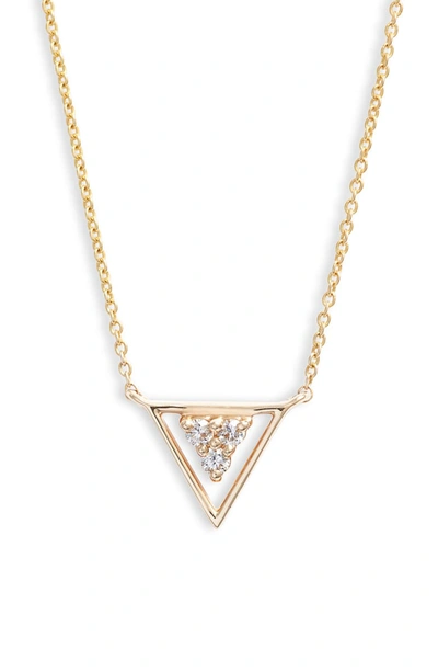 Dana Rebecca Designs Ivy Diamond Triangle Pendant Necklace In Yellow Gold/ Pearl