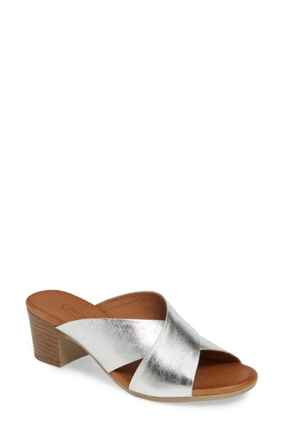 Sheridan Mia Tonia Slide Sandal In Silver Leather