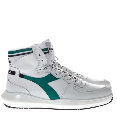 Diadora Mi Basket H Mds In White Leather Sneakers