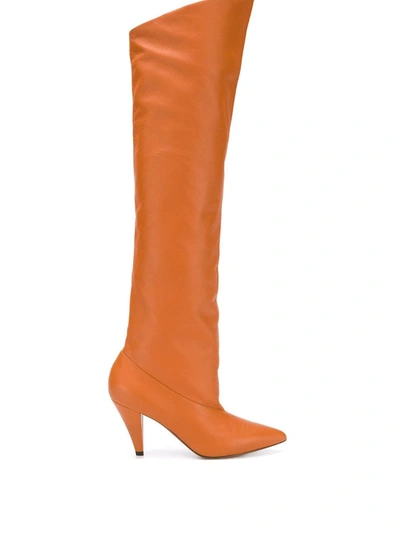 Givenchy Slouchy Knee-high Leather Boots In Tan Brown