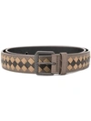 Bottega Veneta Woven Leather Belt In Brown