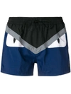 Fendi Bag Bugs Logo Swim Shorts In Blue