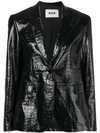 Msgm Crocodile Effect Blazer In Black