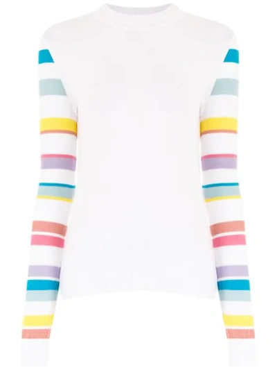 Andrea Bogosian Striped Sleeves Knitted Top In White