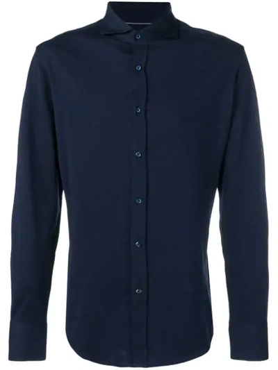 Brunello Cucinelli Buttoned Jersey Shirt In Blue