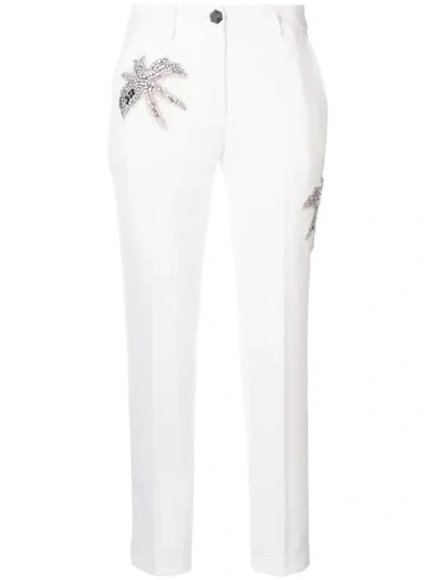 Philipp Plein Embellished Patch Trousers In White