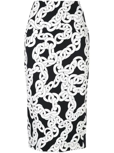 Diane Von Furstenberg Chain Print Skirt In Black