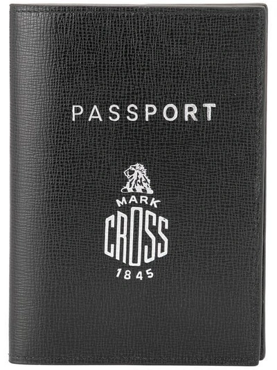 Mark Cross Logo Print Passport Cover In Black