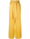 Asceno Satin Palazzo Pants In Yellow