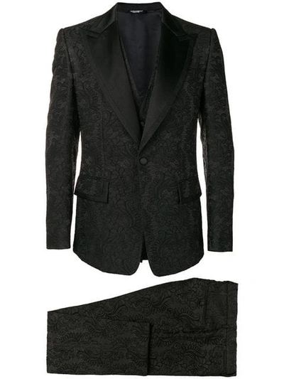 Dolce & Gabbana Lace Three-piece Suit In Black