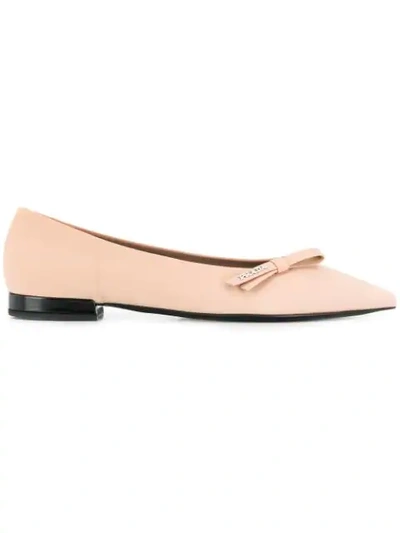 Prada Bow Embellished Ballerina Shoes In A48