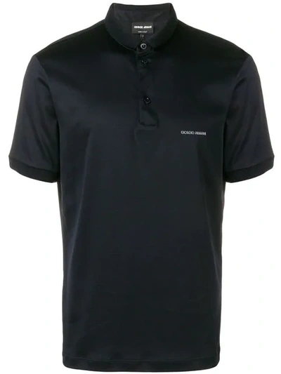 Giorgio Armani Chest Logo Polo Shirt In Blue