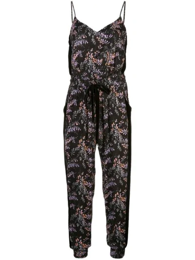 Cinq À Sept Amia Floral Print Jumpsuit In Black