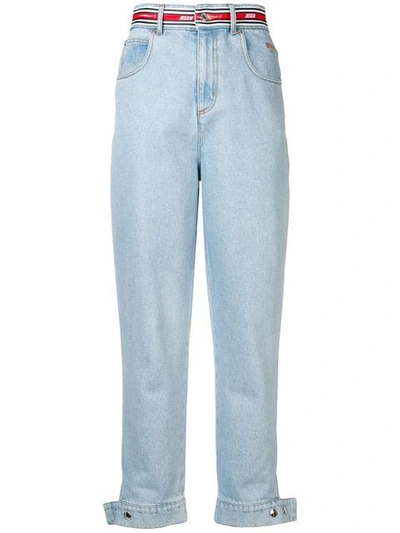 Msgm Faded Slim Jeans In Blue