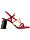 Marni Slanted Block Heel Sandals In Red