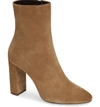 Saint Laurent Lou Calf Suede Zip Booties In Light Cigar Suede