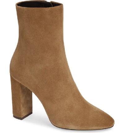 Saint Laurent Lou Calf Suede Zip Booties In Light Cigar Suede