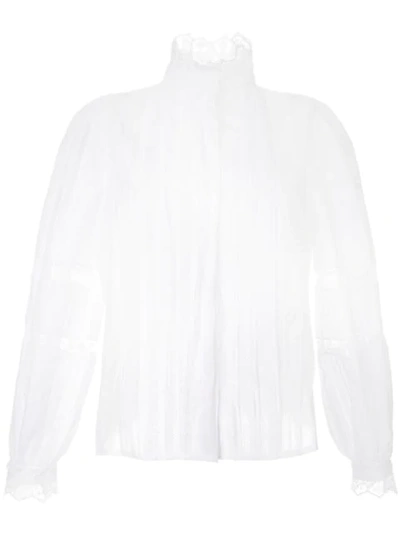 Dice Kayek Mutton Sleeve Cotton Blouse In White