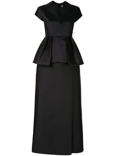 Dice Kayek Pleated Waist Evening Gown In Black