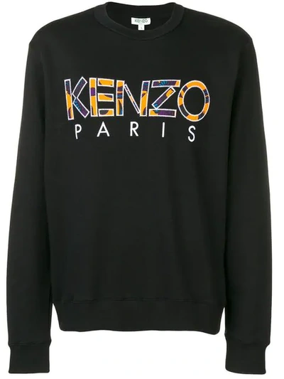 Kenzo Black Logo-appliquéd Cotton Sweatshirt