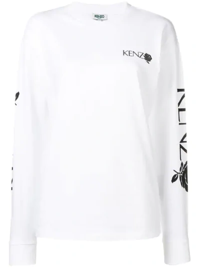 Kenzo Roses Longsleeved T-shirt In White