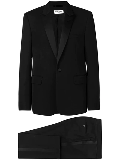Saint Laurent Silk-trimmed Tuxedo Jacket In Black