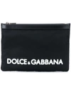 Dolce & Gabbana Logo Print Clutch In Black