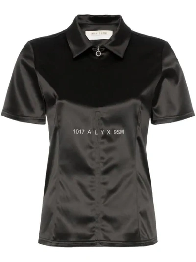 Alyx Satin Zip Front Shirt In Black