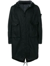 Stone Island Ghost Hooded Raincoat In Black