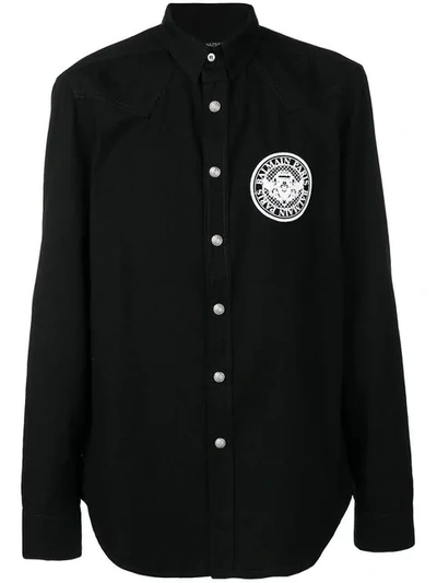 Balmain Embroidered Logo Shirt In 0pa Noir 