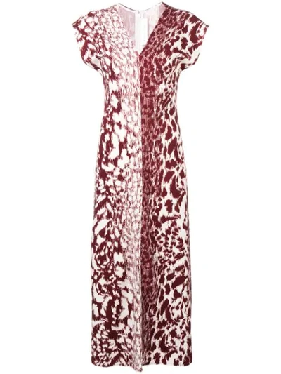 Victoria Beckham Leopard-print Crepe Midi Dress In Bordeaux White