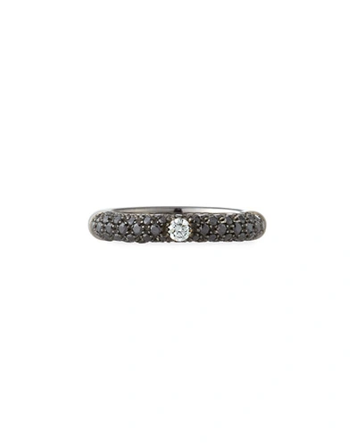 Adolfo Courrier 18k White Gold Diamond Ring With Black Diamonds