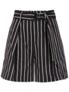 Andrea Marques Belted Striped Shorts In Blue
