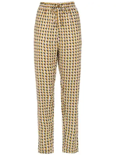 Andrea Marques Printed Drawstring Pants In White