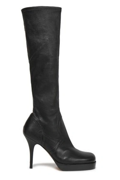 Rick Owens Leather Platform Boots In Black