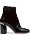 Miu Miu Patent Leather Ankle Boots In Black