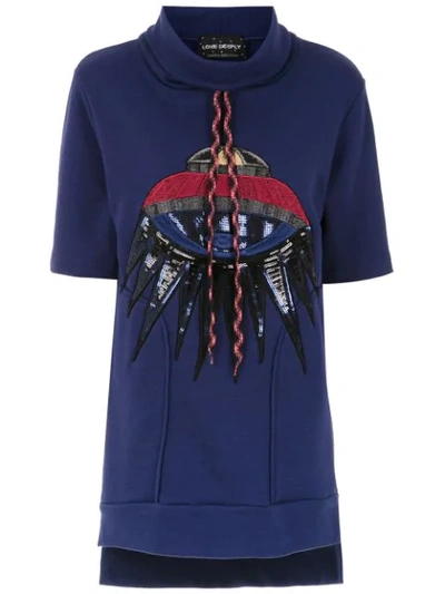 Andrea Bogosian Embroidered Sweat Dress In Blue