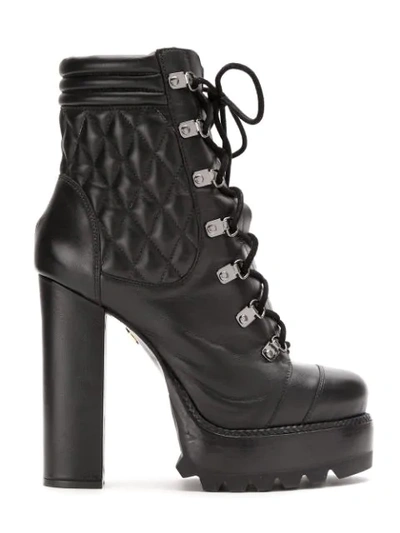 Andrea Bogosian Leather Platform Boots In Black