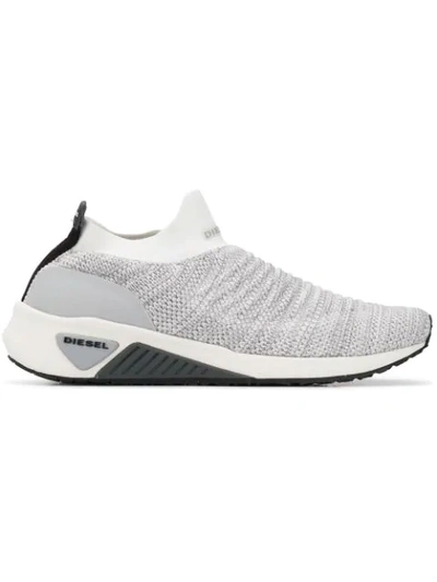 Diesel Slip-on Knitted Sneakers In White